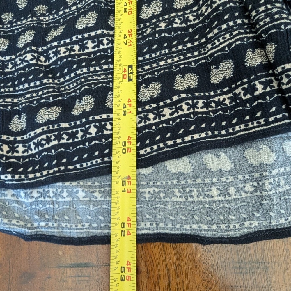Faherty Orinda Long Sleeve Maxi Dress Navy Blue‎ Block Print Button Up Tie Waist - Picture 7 of 9